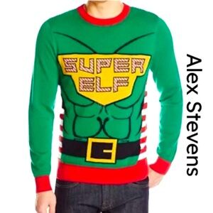 ALEX STEVENS Ugly Christmas Sweater Super Elf Men’s (Unisex) Size XL